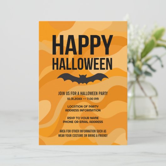 Zwart wit look gelukkig Halloween rustieke vleermu Kaart (Staand voorkant)