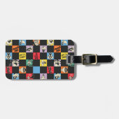 Zwart-wit LOONEY TUNES™ in kleurrijke checker Bagagelabel (Voorkant horizontaal)