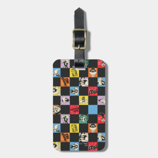 Zwart-wit LOONEY TUNES™ in kleurrijke checker Bagagelabel