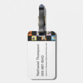 Zwart-wit LOONEY TUNES™ in kleurrijke checker Bagagelabel (Achterkant verticaal)