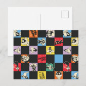 Zwart-wit LOONEY TUNES™ in kleurrijke checker Briefkaart (Voorkant / Achterkant)