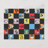 Zwart-wit LOONEY TUNES™ in kleurrijke checker Briefkaart (Voorkant)