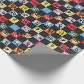 Zwart-wit LOONEY TUNES™ in kleurrijke checker Cadeaupapier (Hoek)