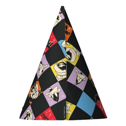 Zwart-wit LOONEY TUNES™ in kleurrijke checker Feesthoedjes (Achterkant)