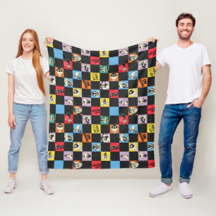 Zwart-wit LOONEY TUNES™ in kleurrijke checker Fleece Deken