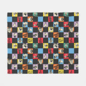 Zwart-wit LOONEY TUNES™ in kleurrijke checker Fleece Deken (Voorkant (Horizontaal))