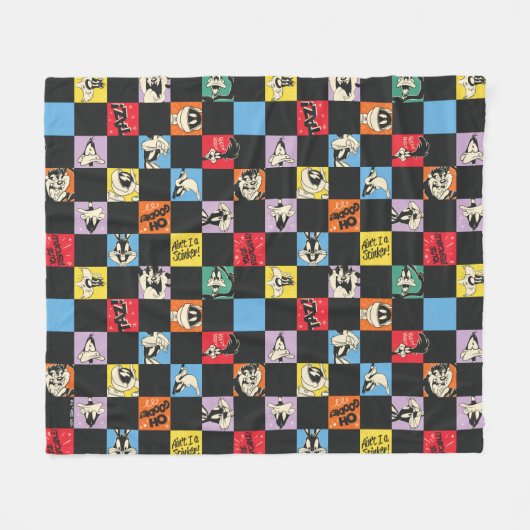 Zwart-wit LOONEY TUNES™ in kleurrijke checker Fleece Deken (Voorkant (Horizontaal))
