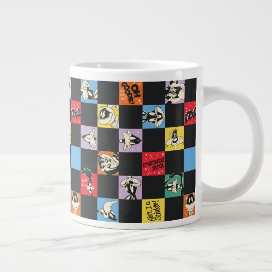 Zwart-wit LOONEY TUNES™ in kleurrijke checker Grote Koffiekop (Rechts)