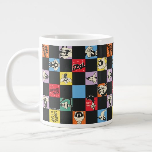 Zwart-wit LOONEY TUNES™ in kleurrijke checker Grote Koffiekop (Links)