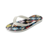 Zwart-wit LOONEY TUNES™ in kleurrijke checker Kinder Teenslippers (Schuin)