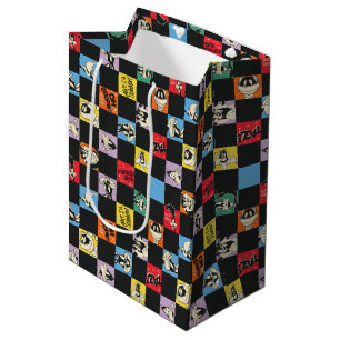 Zwart-wit LOONEY TUNES™ in kleurrijke checker Medium Cadeauzakje