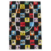 Zwart-wit LOONEY TUNES™ in kleurrijke checker Medium Cadeauzakje (Voorkant)
