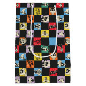 Zwart-wit LOONEY TUNES™ in kleurrijke checker Medium Cadeauzakje (Achterkant)