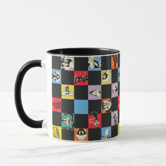 Zwart-wit LOONEY TUNES™ in kleurrijke checker Mok