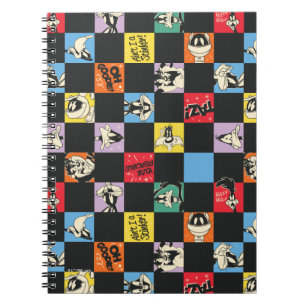 Zwart-wit LOONEY TUNES™ in kleurrijke checker Notitieboek