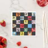 Zwart-wit LOONEY TUNES™ in kleurrijke checker Servet (Insitu)