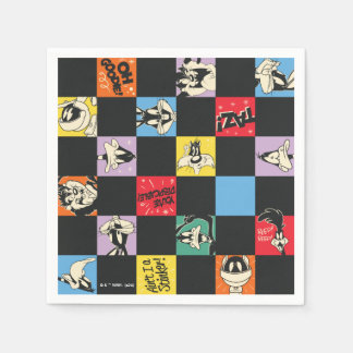 Zwart-wit LOONEY TUNES™ in kleurrijke checker Servet