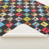 Zwart-wit LOONEY TUNES™ in kleurrijke checker Sherpa Deken (3/4)