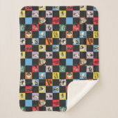 Zwart-wit LOONEY TUNES™ in kleurrijke checker Sherpa Deken (Voorkant)
