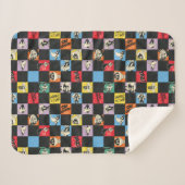 Zwart-wit LOONEY TUNES™ in kleurrijke checker Sherpa Deken (Voorkant (horizontaal))