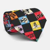 Zwart-wit LOONEY TUNES™ in kleurrijke checker Stropdas (Opgerold)