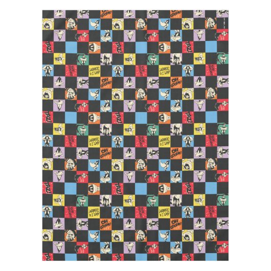 Zwart-wit LOONEY TUNES™ in kleurrijke checker Tafelkleed (Voorkant)