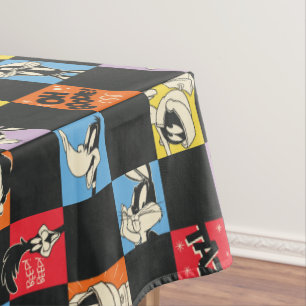 Zwart-wit LOONEY TUNES™ in kleurrijke checker Tafelkleed