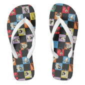 Zwart-wit LOONEY TUNES™ in kleurrijke checker Teenslippers (Voetbed)