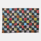 Zwart-wit LOONEY TUNES™ in kleurrijke checker Theedoek (Horizontaal)
