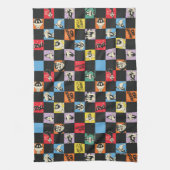 Zwart-wit LOONEY TUNES™ in kleurrijke checker Theedoek (Verticaal)