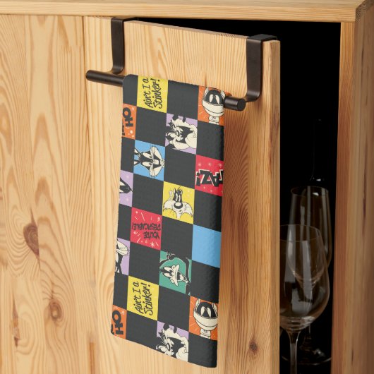 Zwart-wit LOONEY TUNES™ in kleurrijke checker Theedoek (Derde Gevouwen)