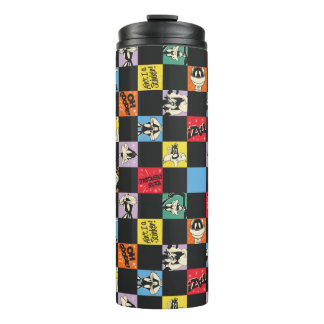 Zwart-wit LOONEY TUNES™ in kleurrijke checker Thermosbeker