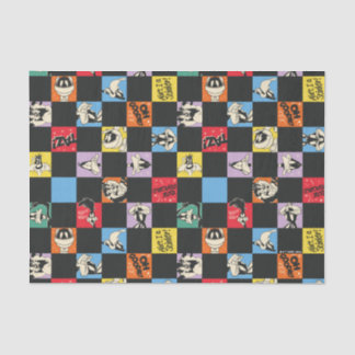 Zwart-wit LOONEY TUNES™ in kleurrijke checker Tissuepapier