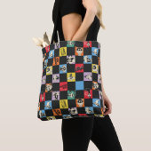 Zwart-wit LOONEY TUNES™ in kleurrijke checker Tote Bag (Dichtbij)