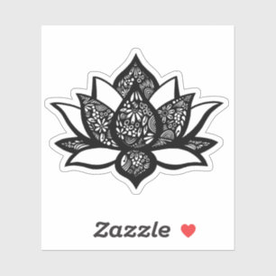 Zwart-wit Lotus Bloem Die-Cut Sticker
