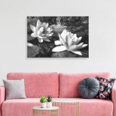 Zwart-wit Lotus Bloemen canvas print (Insitu (Woonkamer))