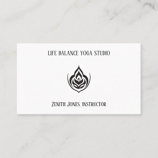 Zwart-wit Lotus en Flame Yoga Visitekaartje (Voorkant)