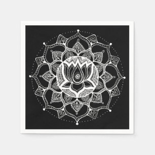 Zwart-wit Lotus Mandala Servet