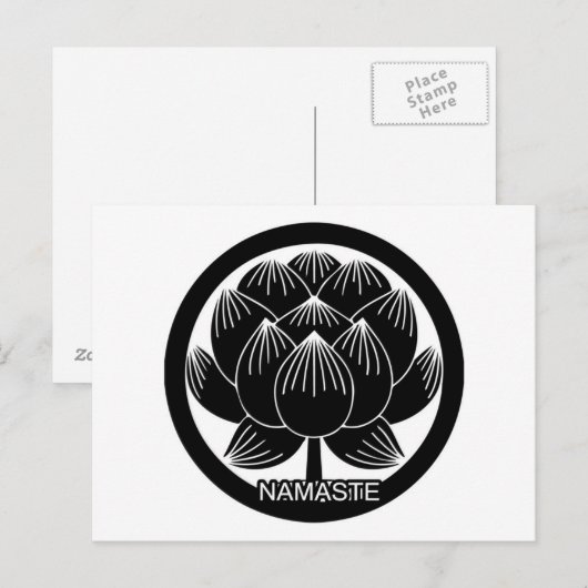 Zwart-wit Lotus Namaste Briefkaart (Voorkant / Achterkant)