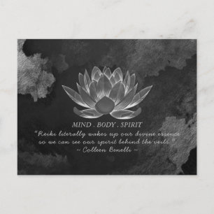 Zwart wit Lotus Yoga Meditation Instructor Quote Briefkaart