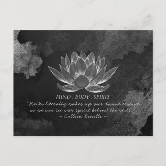 Zwart wit Lotus Yoga Meditation Instructor Quote Briefkaart (Voorkant)