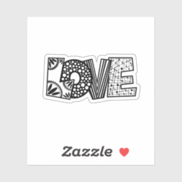 Zwart-wit LOVE Die-Cut Vinyl Sticker