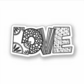 Zwart-wit LOVE Die-Cut Vinyl Sticker (Voorkant)