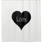 Zwart-wit LOVE HEART tekstprint Douchegordijn (Voorkant)