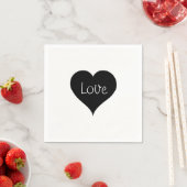 Zwart-wit LOVE HEART tekstprint Servetten (Insitu)
