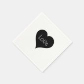 Zwart-wit LOVE HEART tekstprint Servetten (Hoek)