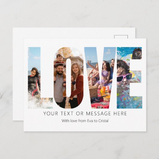 Zwart-wit Love Photo Lijst Briefkaart (Voorkant / Achterkant)
