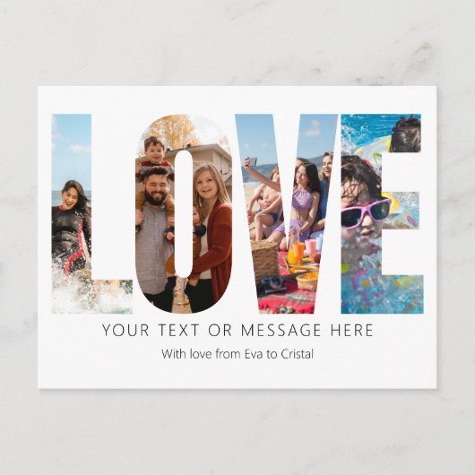 Zwart-wit Love Photo Lijst Briefkaart (Voorkant)