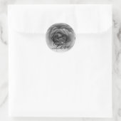 Zwart & Wit LOVE Roos - Wedding Envelope Seal Ronde Sticker (Tas)