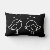 Zwart-wit Lovebirds & Hearts Doodles Pillow Kussen (Achterkant)